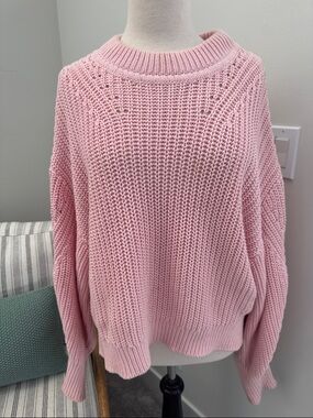 La Ligne Soft Pink Chunky Crewneck Sweater